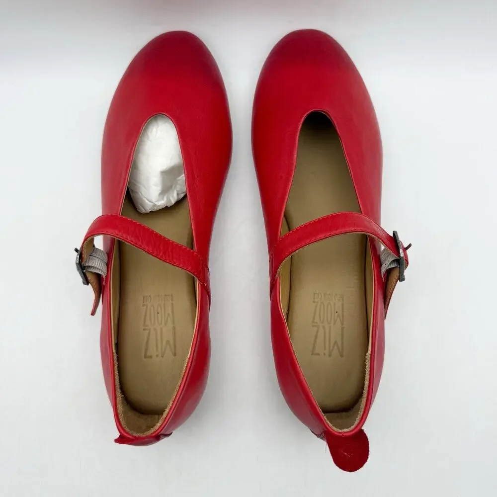 Miz Mooz Womens Kiki Mary Jane Flats EU 38 US 7.5-8 Red Leather NIB